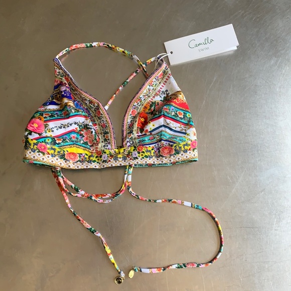 Camilla Lace Back Tri Bra Floral Bikini Top - Picture 2 of 12